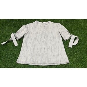 Derek Lam 10 Crosby Austin Textured Smocked Top Gray White Women's 0